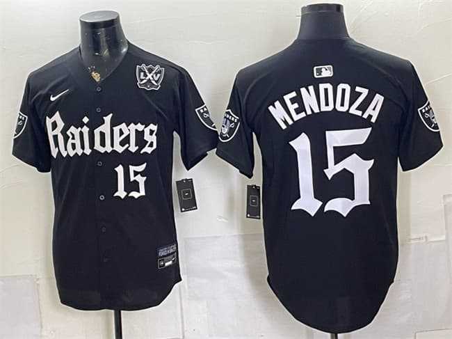 Men%27s Las Vegas Raiders #15 Fernando Mendoza Black %27Gothic Sin City Shadows Edition%27 With 65th Anniversary Patch Vapor Limited Stitched Baseball Jersey->kansas city chiefs->NFL Jersey