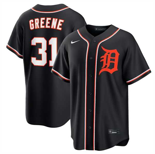 Mens Detroit Tigers #31 Riley Greene Black Out Stitched Jersey Dzhi->detroit tigers->MLB Jersey