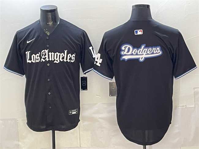 Mens Los Angeles Dodgers Team Big Logo Black Gothic Edition Vapor Premier Limited Stitched Jersey Dzhi->los angeles dodgers->MLB Jersey