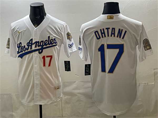 Mens Los Angeles Dodgers #17 Shohei Ohtani White 2026 Gold Collection 9x & B2B Champs Patch Stitched Jersey Dzhi->los angeles dodgers->MLB Jersey