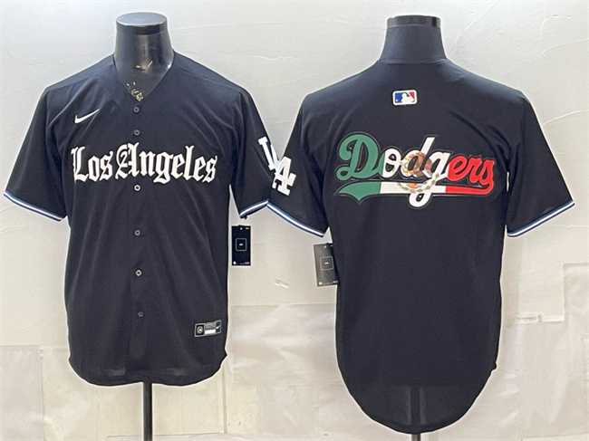 Mens Los Angeles Dodgers Team Big Logo Black Gothic Edition Vapor Premier Limited Stitched Jersey Dzhi->los angeles dodgers->MLB Jersey