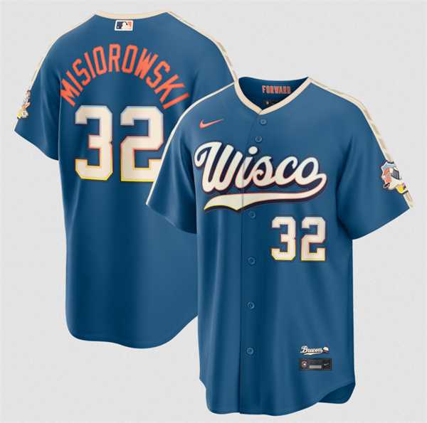 Mens Milwaukee Brewers #32 Jacob Misiorowski Mineral Blue 2026 City Connect Stadium Stitched Stitched Jersey Dzhi->milwaukee brewers->MLB Jersey