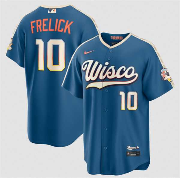 Mens Milwaukee Brewers #10 Sal Frelick Mineral Blue 2026 City Connect Stadium Stitched Stitched Jersey Dzhi->milwaukee brewers->MLB Jersey