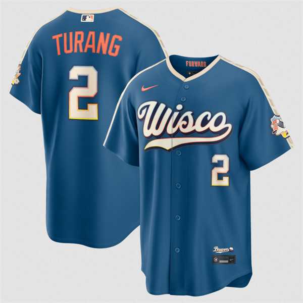 Mens Milwaukee Brewers #2 Brice Turang Mineral Blue 2026 City Connect Stadium Stitched Stitched Jersey Dzhi->milwaukee brewers->MLB Jersey