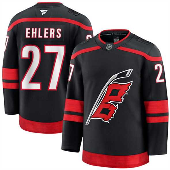 Men%27s Carolina Hurricanes #27 Nikolaj Ehlers Black 2024-25 Home Stitched Hockey Jersey Dzhi->carolina hurricanes->NHL Jersey
