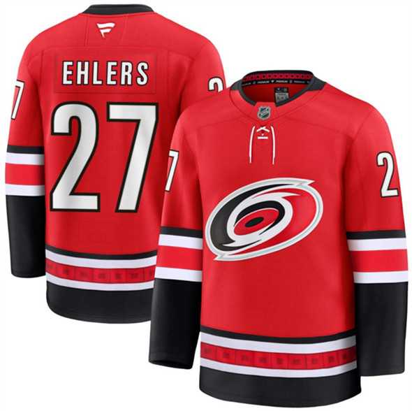 Men%27s Carolina Hurricanes #27 Nikolaj Ehlers Red 2024-25 Alternate Stitched Hockey Jersey Dzhi->chicago blackhawks->NHL Jersey