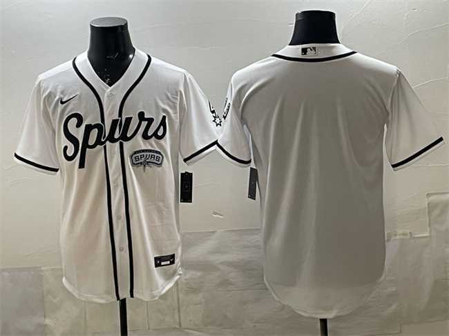 Mens San Antonio Spurs Blank White Stitched Baseball Jersey->san antonio spurs->NBA Jersey