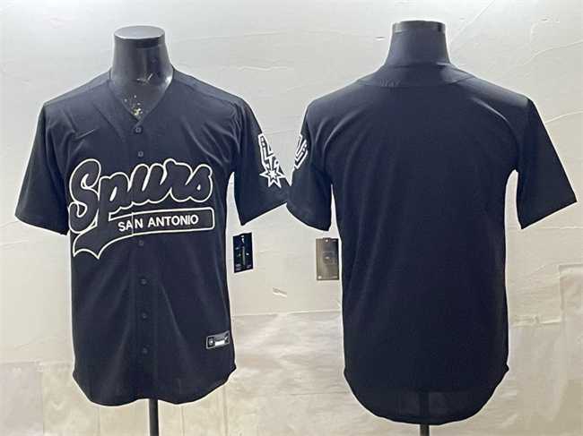 Men%27s San Antonio Spurs Blank Black Stitched Baseball Jersey->san antonio spurs->NBA Jersey