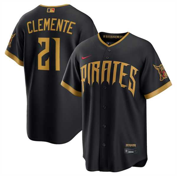 Men%27s Pittsburgh Pirates #21 Roberto Clemente Black 2026 City Connect Stadium Stitched Stitched Jersey Dzhi->pittsburgh pirates->MLB Jersey