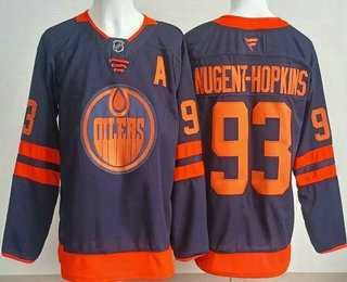 Men%27s Edmonton Oilers #93 Ryan Nugent Hopkins Navy Authentic Jersey->edmonton oilers->NHL Jersey
