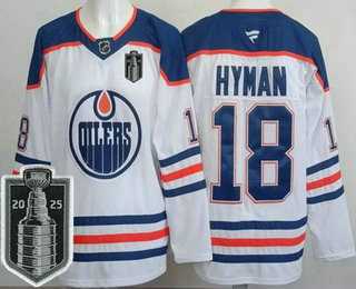 Men%27s Edmonton Oilers #18 Zach Hyman White 2025 Stanley Cup Final Authentic Jersey->edmonton oilers->NHL Jersey