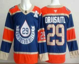 Men%27s Edmonton Oilers #29 Leon Draisaitl Blue Heritage Classic Authentic Jersey->edmonton oilers->NHL Jersey