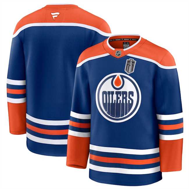 Men%27s Edmonton Oilers Blank Royal 2025 Stanley Cup Final Patch Stitched Hockey Jersey->florida panthers->NHL Jersey