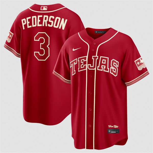 Men%27s Texas Rangers #3 Joc Pederson Red 2026 City Connect Stadium Stitched Jersey Dzhi->texas rangers->MLB Jersey