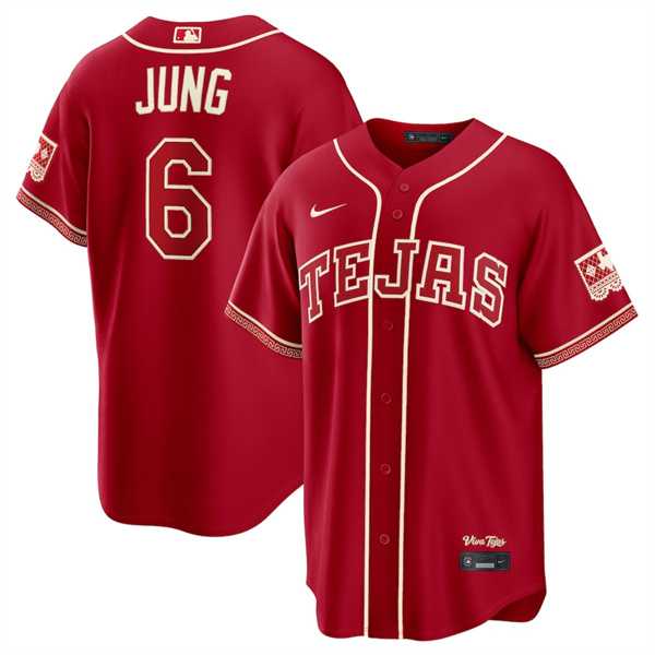 Men%27s Texas Rangers #6 Josh Jung Red 2026 City Connect Stadium Stitched Jersey Dzhi->texas rangers->MLB Jersey