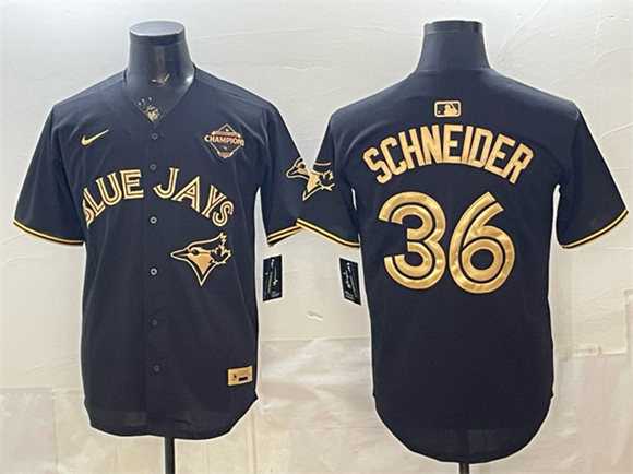 Mens Toronto Blue Jays #36 Davis Schneider Black Gold 2025 American League Champions Limited Stitched Jersey Dzhi->toronto blue jays->MLB Jersey