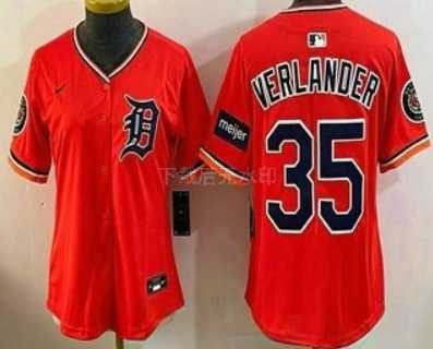 Womens Detroit Tigers #35 Justin Verlander Orange Stadium Jersey->mlb womens jerseys->MLB Jersey