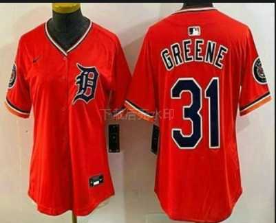 Womens Detroit Tigers #31 Riley Greene Orange Stadium Jersey->mlb womens jerseys->MLB Jersey