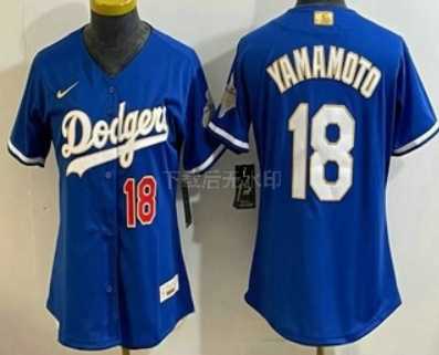 Womens Los Angeles Dodgers #18 Yoshinobu Yamamoto MVP Blue Limited Stitched Jersey->mlb womens jerseys->MLB Jersey