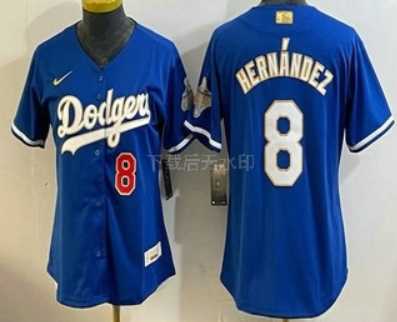 Womens Los Angeles Dodgers #8 Enrique Hernandez Blue 2026 Gold Collection Stadium Jersey->mlb womens jerseys->MLB Jersey