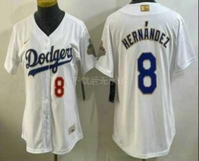 Womens Los Angeles Dodgers #8 Enrique Hernandez White 2026 Gold Collection Stadium Jersey->mlb womens jerseys->MLB Jersey