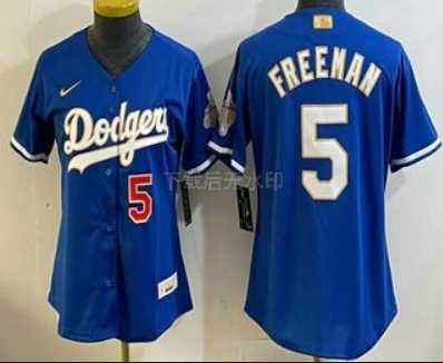 Womens Los Angeles Dodgers #5 Freddie Freeman Blue 2026 Gold Collection Stadium Jersey->mlb womens jerseys->MLB Jersey