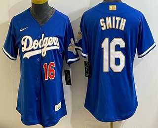 Womens Los Angeles Dodgers #16 Will Smith Blue 2026 Gold Collection Stadium Jersey->mlb womens jerseys->MLB Jersey