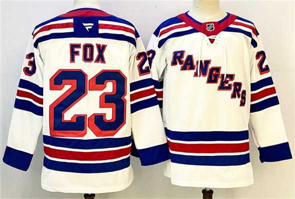 Mens New York Rangers #23 Adam Fox White 2024-25 Away Stitched Hockey Jersey->new york rangers->NHL Jersey