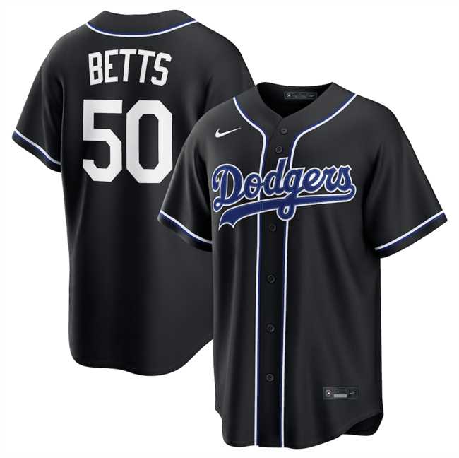 Mens Los Angeles Dodgers #50 Mookie Betts 2026 Fashion Replica Black Out Stitched Jersey Dzhi->los angeles dodgers->MLB Jersey