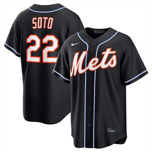 Mens New York Mets #22 Juan Soto 2026 Black Out Stitched Jersey Dzhi->new york mets->MLB Jersey