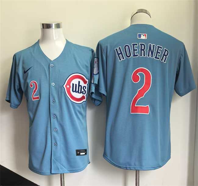 Mens Chicago Cubs #2 Nico Hoerner Blue 2026 2nd Alternate Limited Stitched Jersey->chicago cubs->MLB Jersey