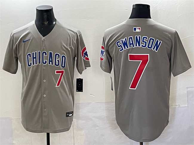 Men%27s Chicago Cubs #7 Dansby Swanson Gray Limited Stitched Jersey->chicago white sox->MLB Jersey