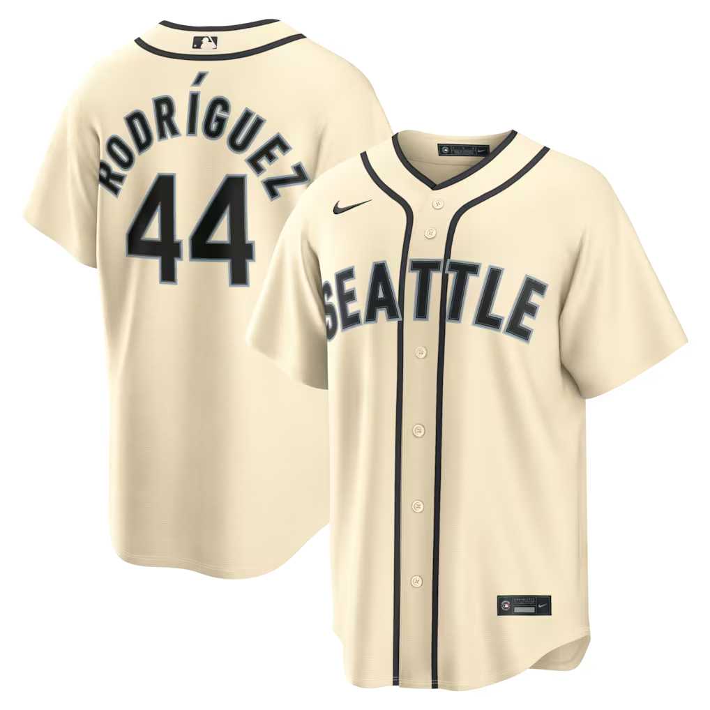 Men%27s Seattle Mariners #44 Julio Rodriguez Alternate Cream Jersey Dzhi->seattle mariners->MLB Jersey