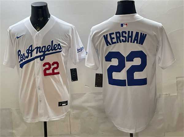 Mens Los Angeles Dodgers #22 Clayton Kershaw White Alternate Stadium Stitched Jersey->los angeles dodgers->MLB Jersey