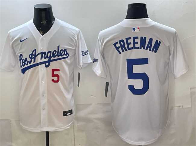 Mens Los Angeles Dodgers #5 Freddie Freeman White Alternate Stadium Stitched Jersey->los angeles dodgers->MLB Jersey