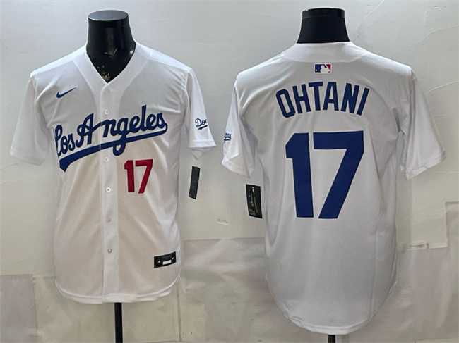 Mens Los Angeles Dodgers #17 Shohei Ohtani White Alternate Stadium Stitched Jersey->los angeles dodgers->MLB Jersey
