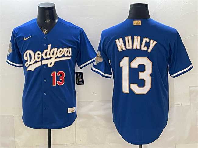 Mens Los Angeles Dodgers #13 Max Muncy Royal 2026 Alternate Gold Collection Stadium Stitched Jersey->los angeles dodgers->MLB Jersey