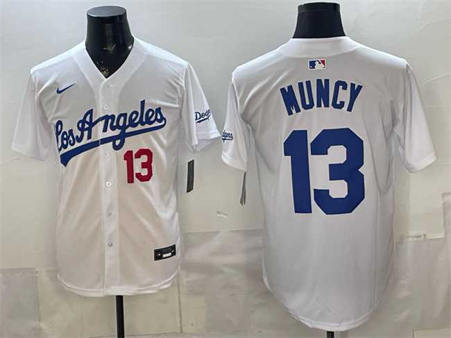 Mens Los Angeles Dodgers #13 Max Muncy White Alternate Stadium Stitched Jersey->los angeles dodgers->MLB Jersey