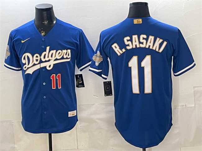 Mens Los Angeles Dodgers #11 Roki Sasaki Royal 2026 Alternate Gold Collection Stadium Stitched Jersey->los angeles dodgers->MLB Jersey
