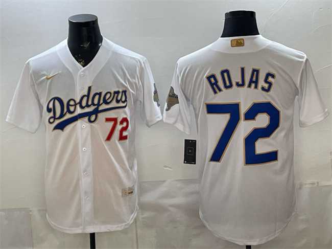 Mens Los Angeles Dodgers #72 Miguel Rojas White 2026 Gold Collection Stadium Stitched Jersey->los angeles dodgers->MLB Jersey