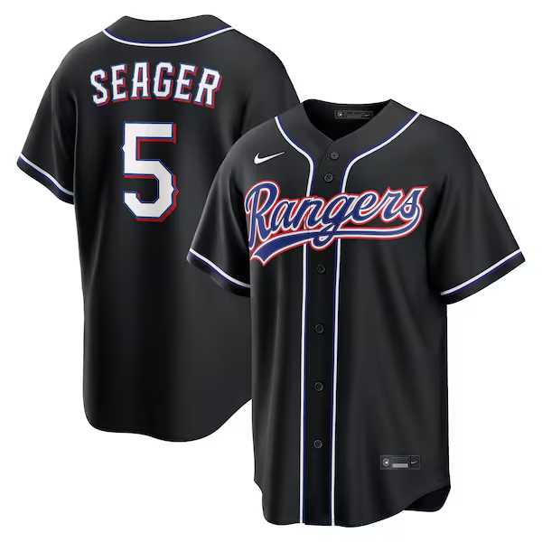 Men%27s Texas Rangers #5 Corey Seager Fashion Replica Black Out Jersey Dzhi->seattle mariners->MLB Jersey