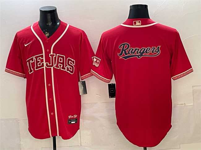 Men%27s Texas Rangers Team Big Logo Red 2026 City Connect Stadium Stitched Jersey Dzhi->texas rangers->MLB Jersey