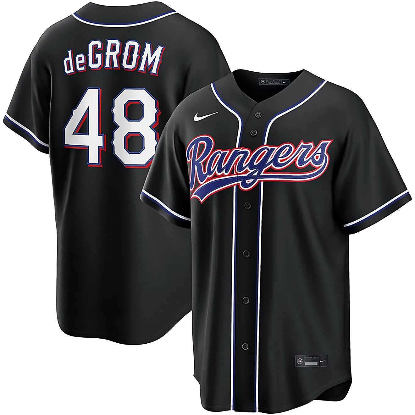 Men%27s Texas Rangers #48 Jacob Degrom 2026 Black Out Fashion Nike Jersey Dzhi->texas rangers->MLB Jersey