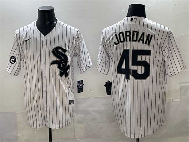 Men%27s Chicago White Sox #45 Michael Jordan White With Patch Cool Base Stitched Jersey->cincinnati reds->MLB Jersey