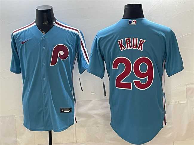 Men%27s Philadelphia Phillies #29 John Kruk Blue Cool Base Stitched Jersey->philadelphia phillies->MLB Jersey
