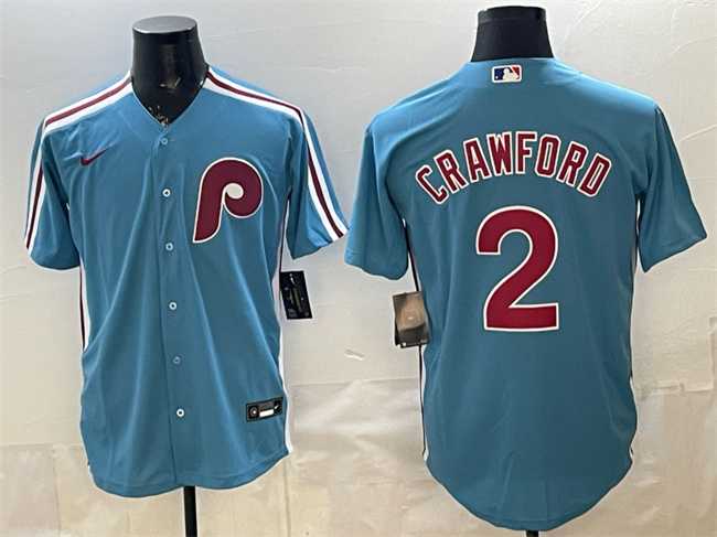 Men%27s Philadelphia Phillies #2 Justin Crawford Blue Cool Base Stitched Jersey->new york mets->MLB Jersey