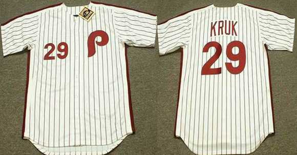 Men%27s Philadelphia Phillies #29 John Kruk White Stitched Jersey->philadelphia phillies->MLB Jersey