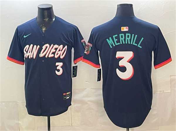 Mens San Diego Padres #3 Jackson Merrill Obsidian 2026 City Connect Limited Stitched Jersey->san diego padres->MLB Jersey