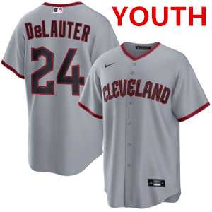 Youth cleveland guardians #24 chase delauter gray cool base limited stitched jersey Dzhi->mlb youth jerseys->MLB Jersey