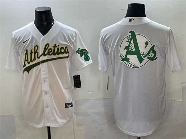 Mens Oakland Athletics Team Big Logo White Stitched Jersey->oakland athletics->MLB Jersey